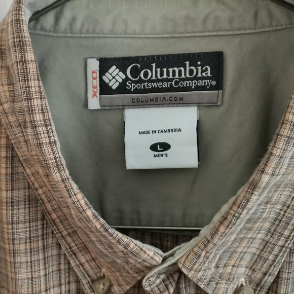 Columbia Long Sleeve Button Down Men's Shirt, Size Large, Brown/Tan - Picture 3 of 6